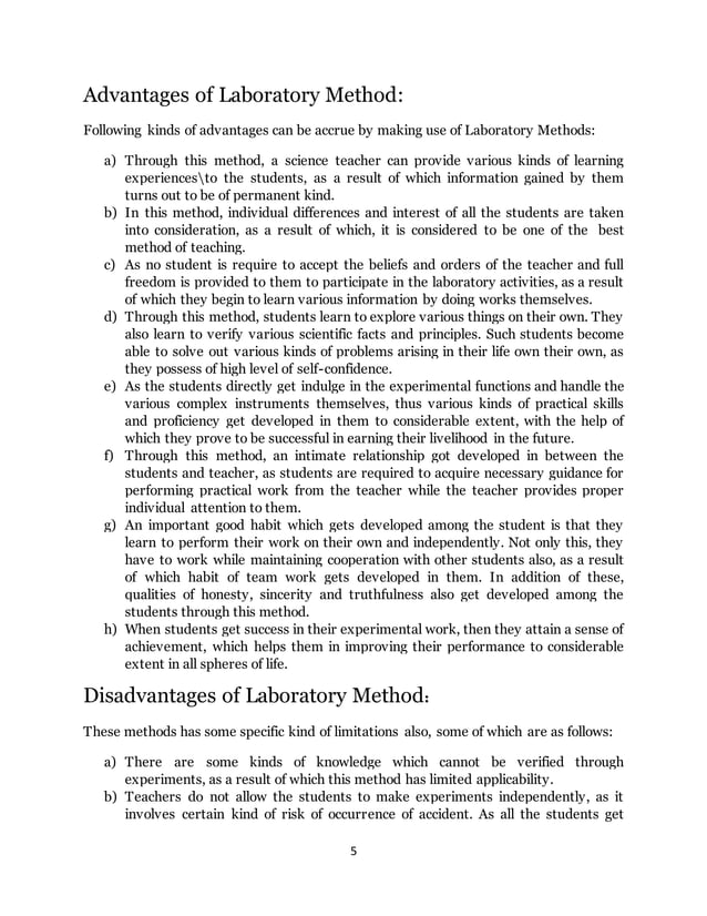 Laboratory Method of Teaching Science
