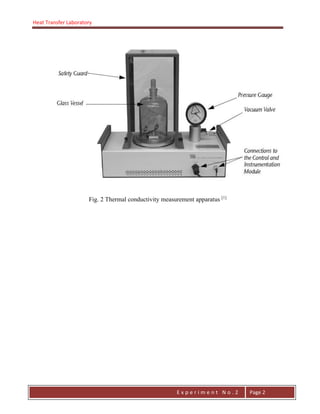 Heat Transfer Laboratory
E n g . H a y m e n F . F a t t a h
E x p e r i m e n t N o . 2 Page 2
Fig. 2 Thermal conductivity measurement apparatus [1]
 