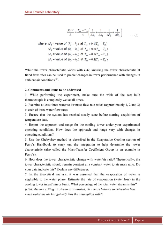 Estimate the evaporation rate of water (water loss) for the cooling ...