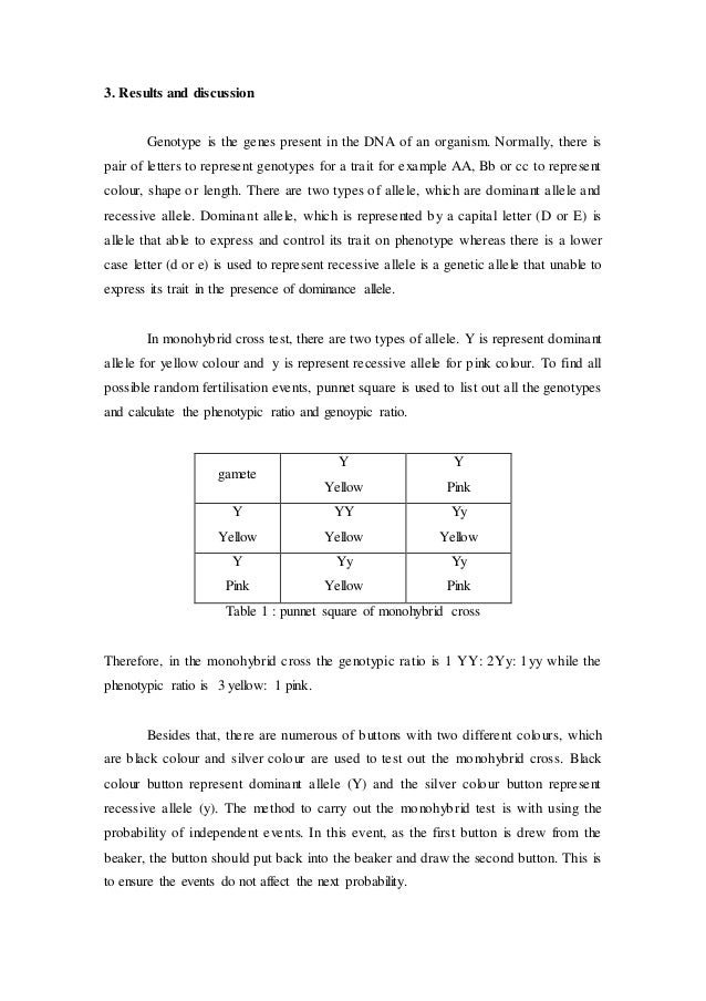 Monohybrid And Dihybrid Cross