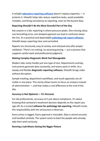 ItHealth: Reliable Laboratory Reporting Software for Accurate ...