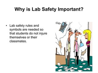 Why is Lab Safety Important?
• Lab safety rules and
symbols are needed so
that students do not injure
themselves or their
...