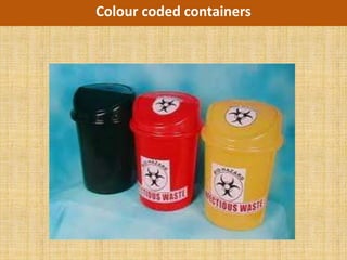 Colour coded containers
 