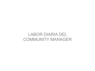 LABOR DIARIA DEL 
COMMUNITY MANAGER 
 