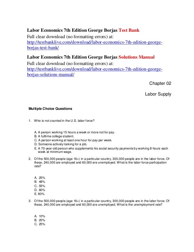 PDF) Labor Economics - George Borjas