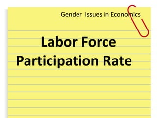 Labor Force
Participation Rate
Gender Issues in Economics
 