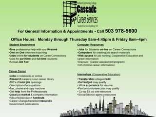 For General Information & Appointments - Call 503   978-5600
Office Hours: Monday through Thursday 8am-4:45pm & Friday 8am–4pm
 