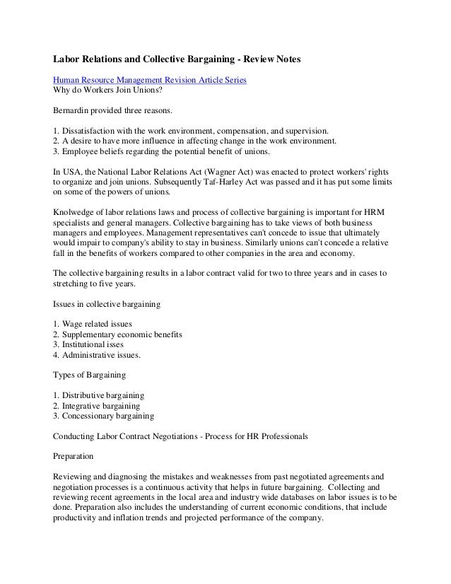 labor relations and collective bargaining wage negotiations process