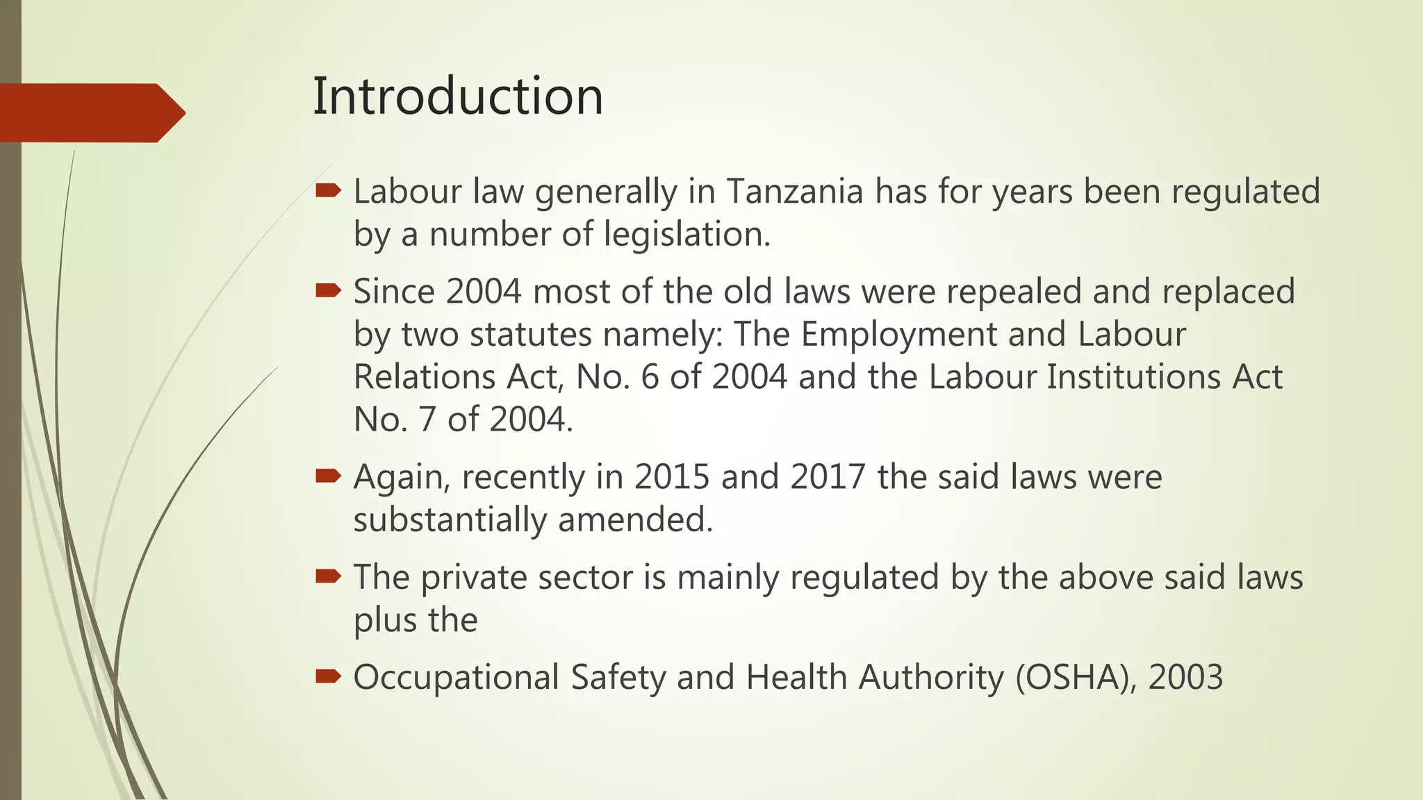Labour law in tanzania for foreiner investor and employers pptx