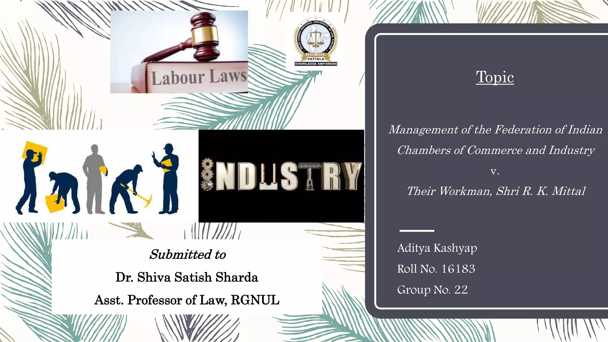 Definition of Industry Labour and Industrial Law FICCI v. Workman