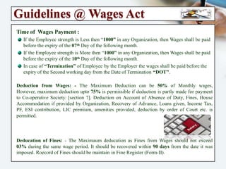 Operatives Wages Register various Labour Laws in Construction Companies | PPTX