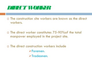Direct Workers Examples labour management | PPT