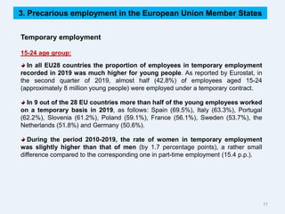 11
Temporary employment
15-24 age group:
In all EU28 countries the proportion of employees in temporary employment
recorde...