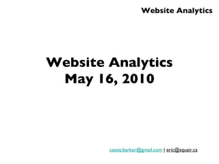 Website Analytics May 16, 2010 