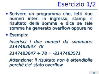 Laboratorio Programmazione: Overflow e switch