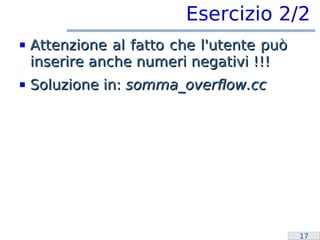 Laboratorio Programmazione: Overflow e switch