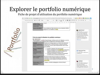Explorer le portfolio numérique
   Fiche de projet d’utilisation du portfolio numérique




                                                                7
                                                          12 h 14 à 12 h 15
 
