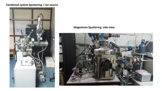 Combined system Sputtering + ion source
Magnetron Sputtering side view
 