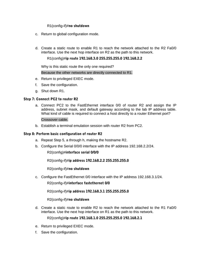 Lab practice 1 configuring basic routing and switching (with answer)