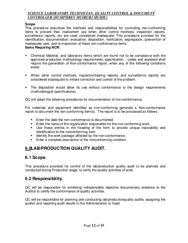 Lab&production quality control manual