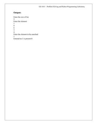 Python Lab manual program for BE First semester (all department | PDF