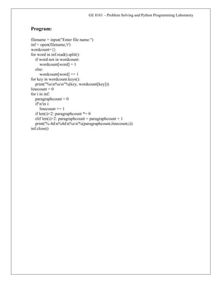 Python Lab manual program for BE First semester (all department | PDF