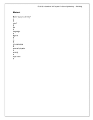 Python Lab manual program for BE First semester (all department | PDF