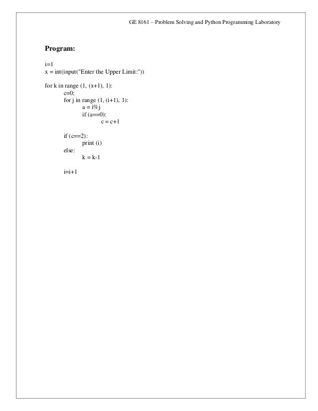 Python Lab manual program for BE First semester (all department