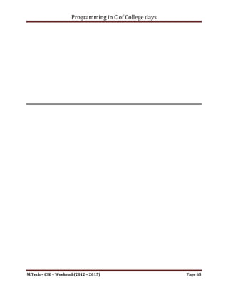 Programming in C of College days

int main()
{
    set_argument();
    draw_pattern();

     printf("nnn");
     system("pause");
     return 0;
}




M.Tech – CSE – Weekend (2012 – 2015)                    Page 63
 