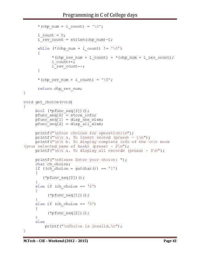 Lab. Programs in C