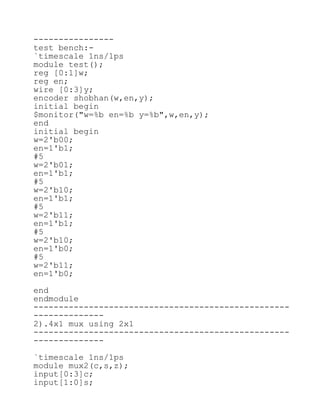 Verilog codes and testbench codes for basic digital electronic circuits ...