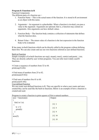 Introduction to Data Science With R Lab Record | PDF