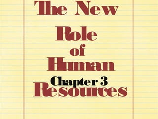 The New 
Role 
of 
Human 
Resources 
Chapter 3 
 