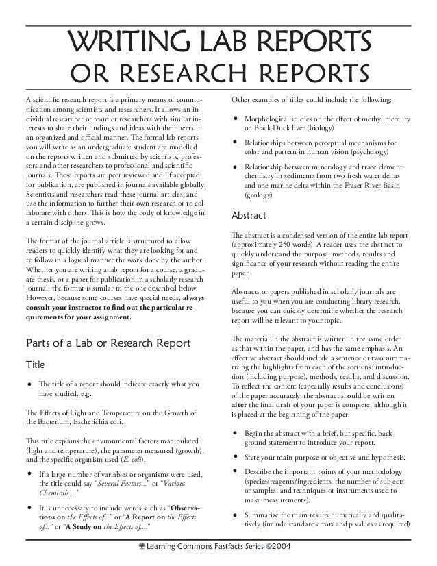 How to write a scientific journal report