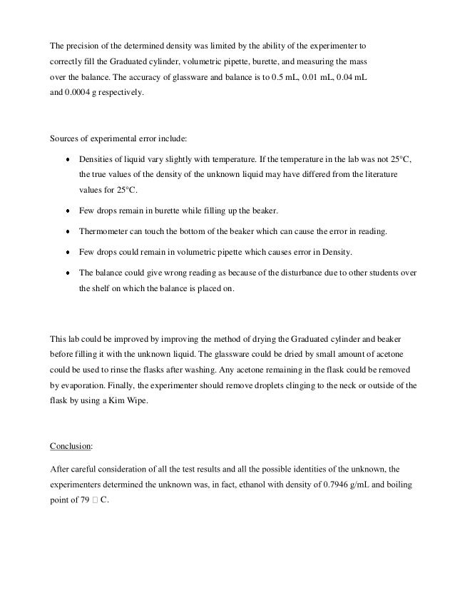 Lab report theory example in chemistry