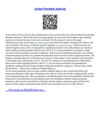 Lab Report- Neurophysiology Of Nerve Impulses Essay | PDF