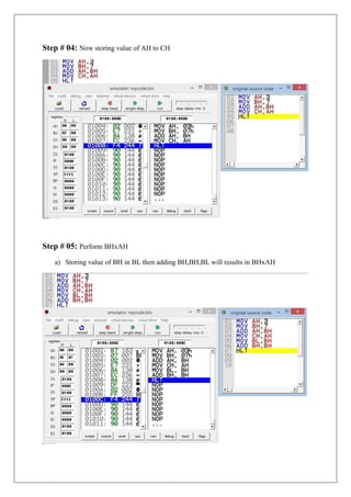 Addition, subtraction and multiplication in assembly language | PDF