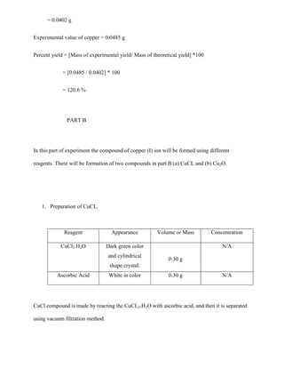 Copper Lab Analysis Lab Report on copper cycle | DOCX