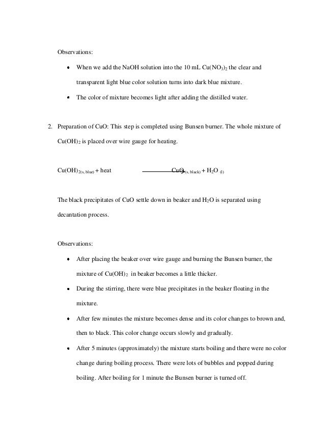 Copper cycle lab report