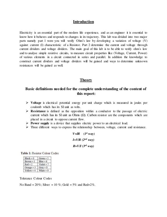 Ohm's law lab report discussion section