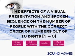 The effects of a visual presentation and spoken sequence on the number of people with the correct order of numbers out of 10 digits [1 – 0] 