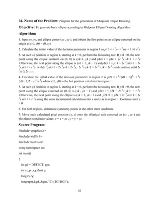 Computer graphics lab report with code in cpp | PDF