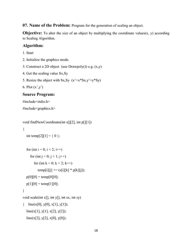 Computer graphics lab report with code in cpp PDF