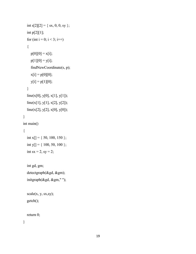 Computer graphics lab report with code in cpp PDF