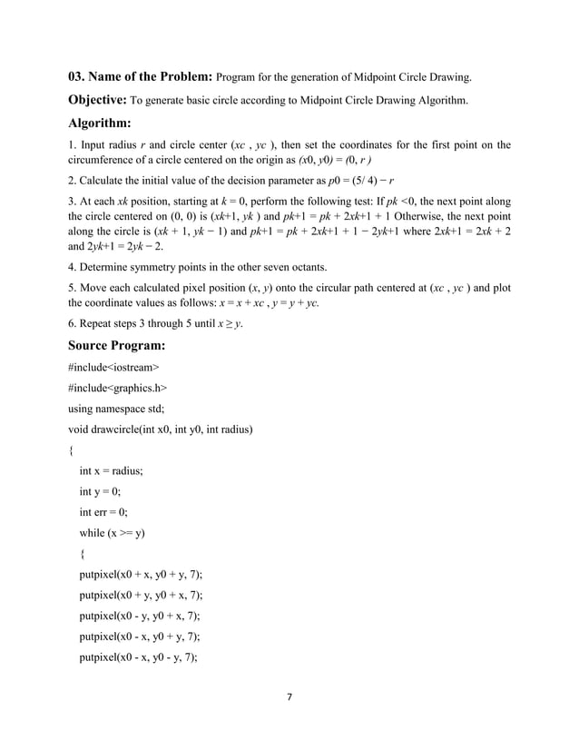 Computer graphics lab report with code in cpp PDF