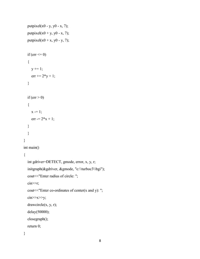 Computer graphics lab report with code in cpp PDF