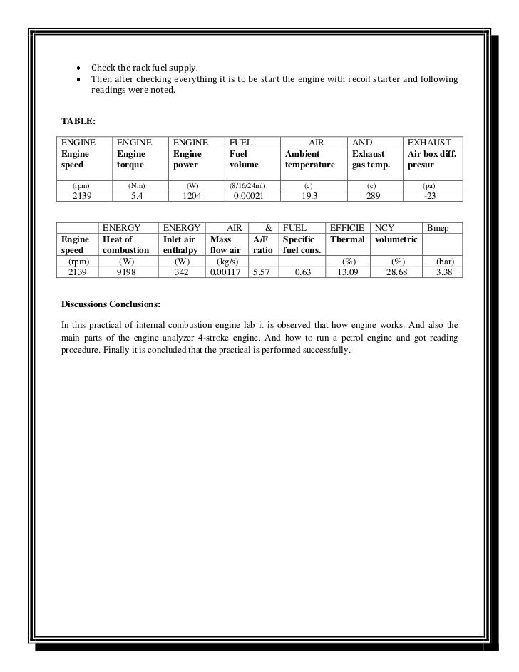 Internal combustion engine experiment image