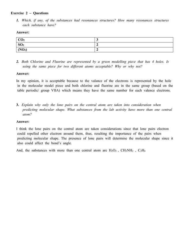 Lab report molecular modelling