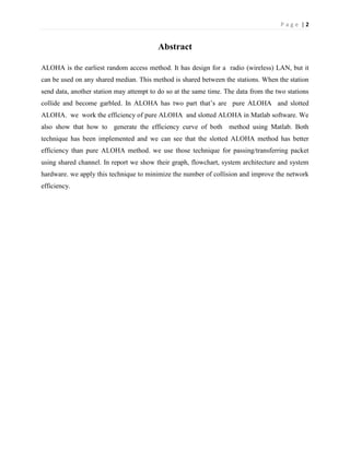 Lab report on to plot efficiency of pure and slotted aloha in matlab a ...