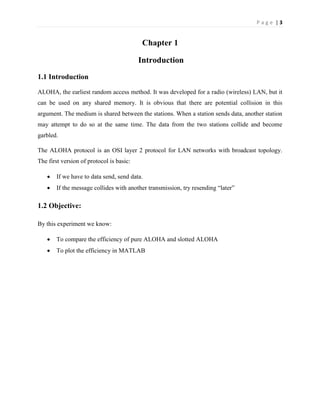 Lab report on to plot efficiency of pure and slotted aloha in matlab a ...